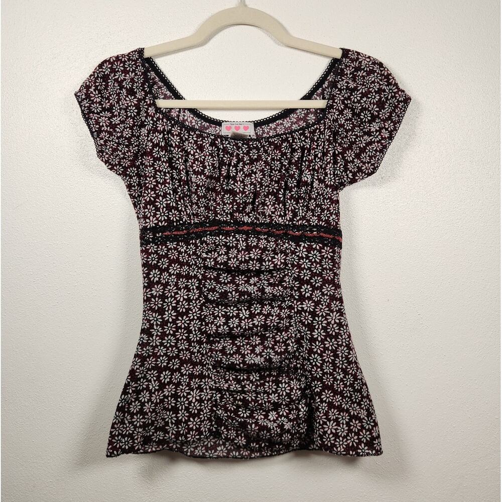 Vintage y2k Trixxi Floral Flowers Baby Doll Top Medium Slouchy Fairy Whimsy